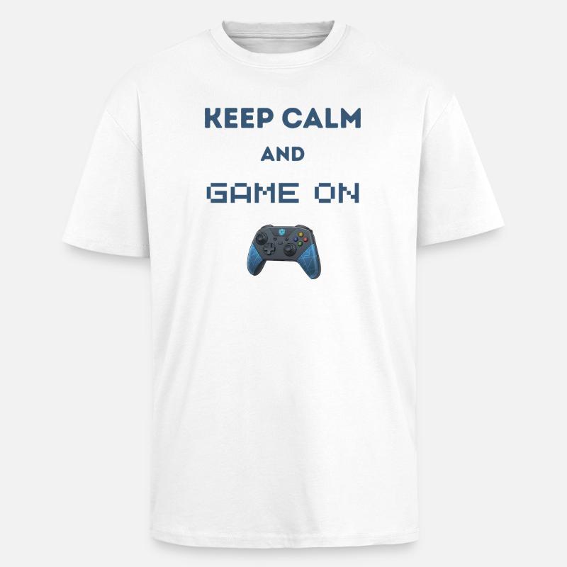Reste calme et continue le jeu - T-shirt unisexe oversize épais - blanc