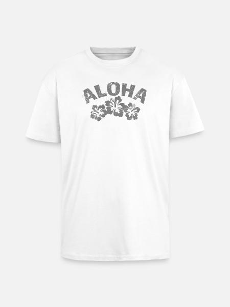 Aloha Hibiskus Design – Blütenornament - Oversized Heavyweight Unisex T-Shirt - Weiß