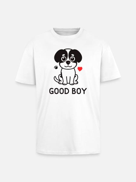 Good Boy – Cute Dog Motif - Unisex Oversized Heavyweight T-shirt - white