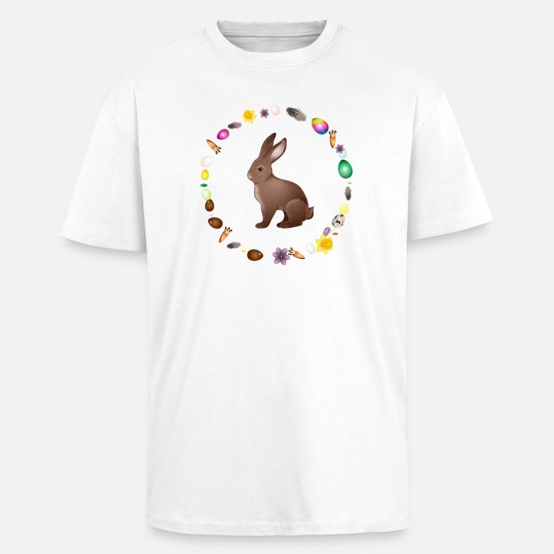 Easter bunny in Easter spring wreath - Unisex Oversized Heavyweight T-shirt - white