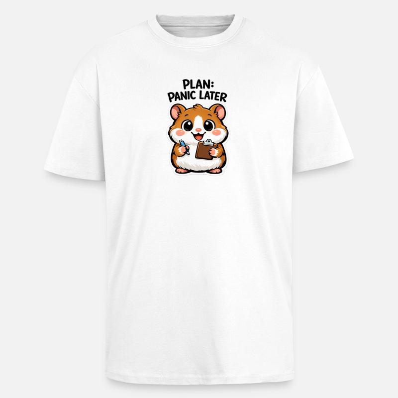 Plan: Panic Late Hamster - Heavy Oversized T-Shirt - white