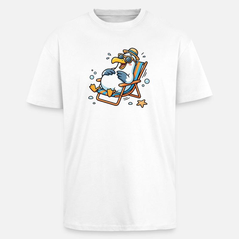 Relaxte Möwe am Strand - Oversized Heavyweight Unisex T-Shirt - Weiß