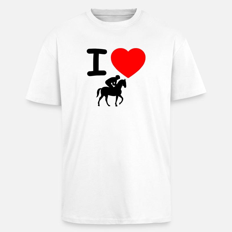 Chevaux - T-shirt unisexe oversize épais - blanc