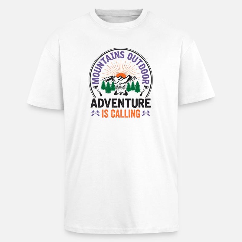 Berge – Das Abenteuer ruft - Oversized Heavyweight Unisex T-Shirt - Weiß