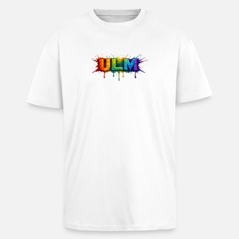 Regenbogenfarben ULM Schriftzug - Oversized Heavyweight Unisex T-Shirt - Weiß