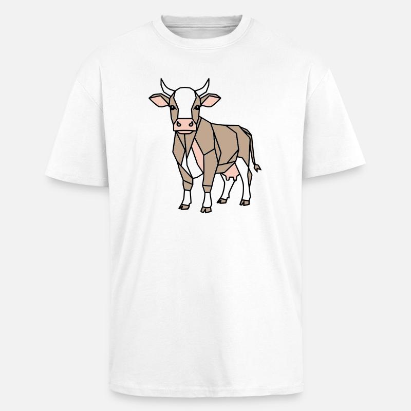 Geometrische Kuh Low Poly Modern - Oversized Heavyweight Unisex T-Shirt - Weiß