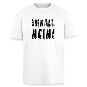 Nein - Oversized Heavyweight Unisex T-Shirt - Weiß - Vorne - Alina (178cm) & Michal (187cm)