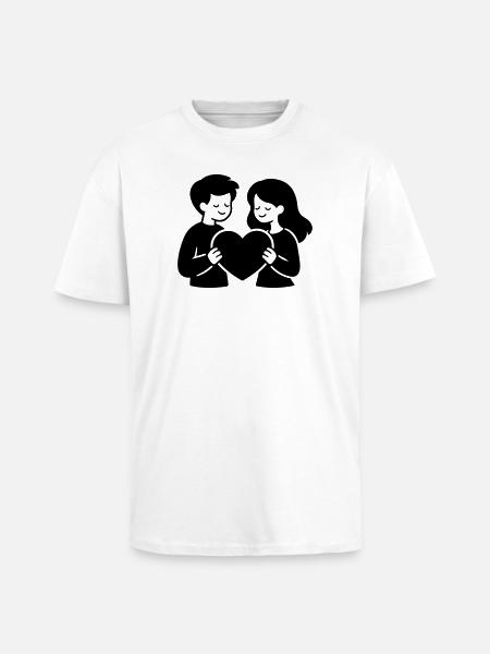 Verliebt Paar Herz - Oversized Heavyweight Unisex T-Shirt - Weiß