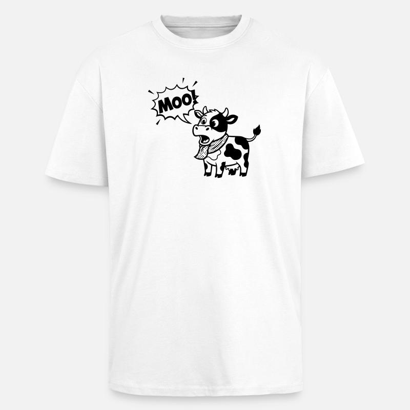 Funny Cow Moo Comic Speech Bubble - Unisex Oversized Heavyweight T-shirt - white