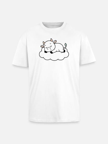 Sleeping Cow Cloud Dream Baby - Unisex Oversized Heavyweight T-shirt - white