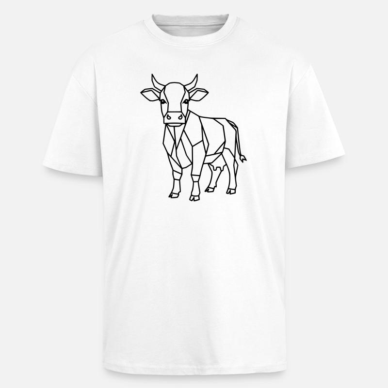 Geometrische Kuh Low Poly Outline - Oversized Heavyweight Unisex T-Shirt - Weiß