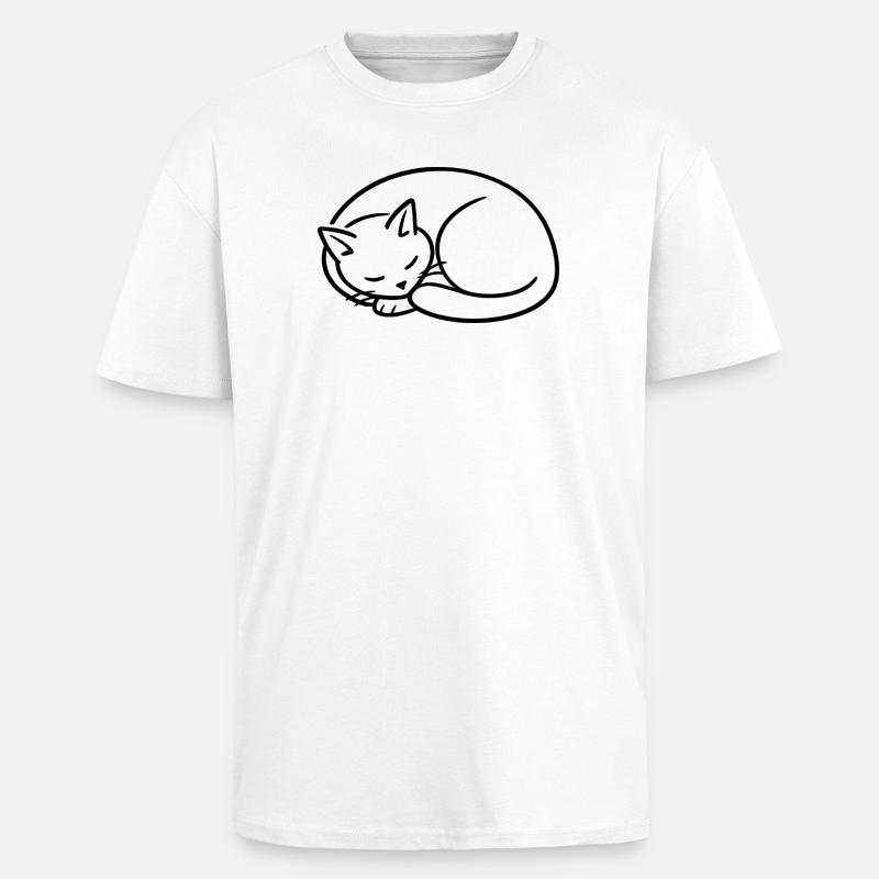Sleeping Cat Line Study - Unisex Oversized Heavyweight T-shirt - white