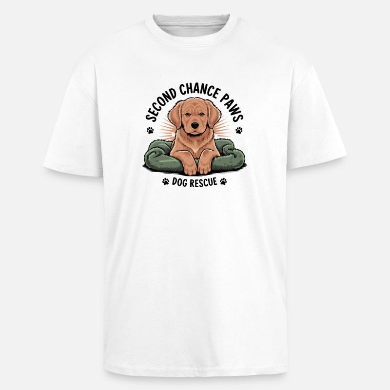Second Chance Paws Hund Rettung - Oversized Heavyweight Unisex T-Shirt - Weiß