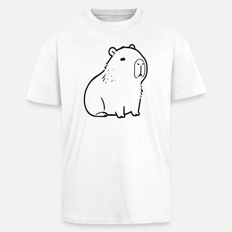 Capybara capybara noir - T-shirt unisexe oversize épais - blanc