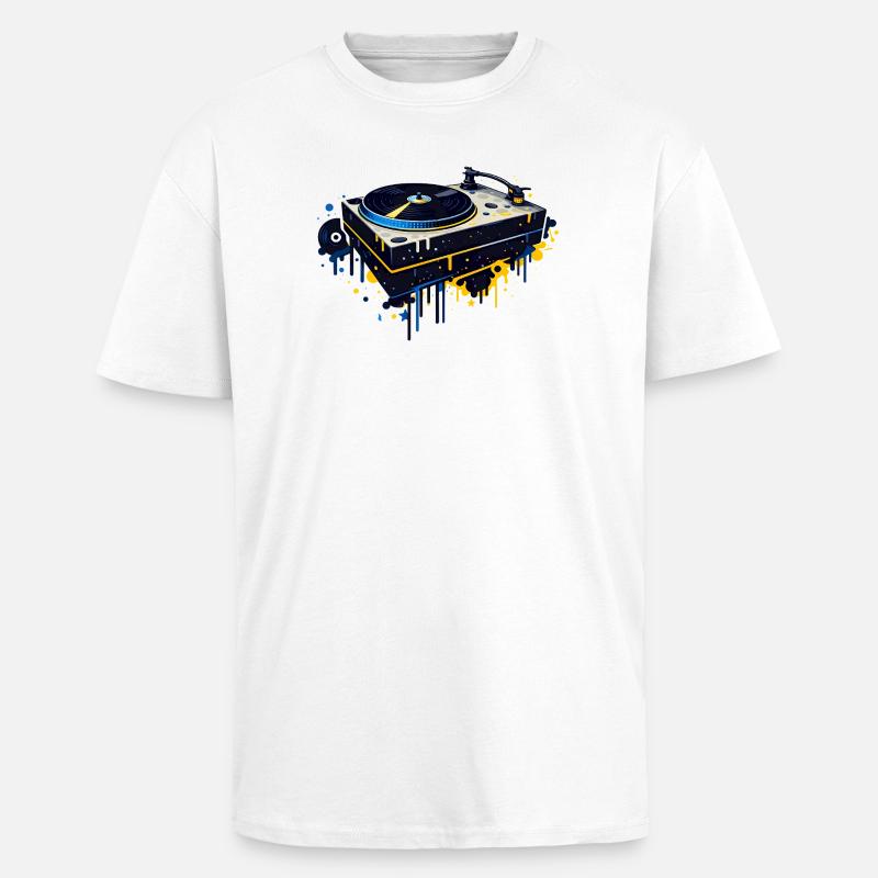 Graffiti Turntable Design - Unisex Oversized Heavyweight T-shirt - white