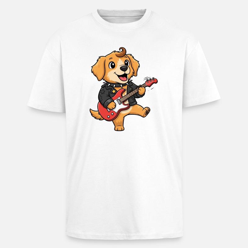 Rockiger Hund mit E-Gitarre - Oversized Heavyweight Unisex T-Shirt - Weiß