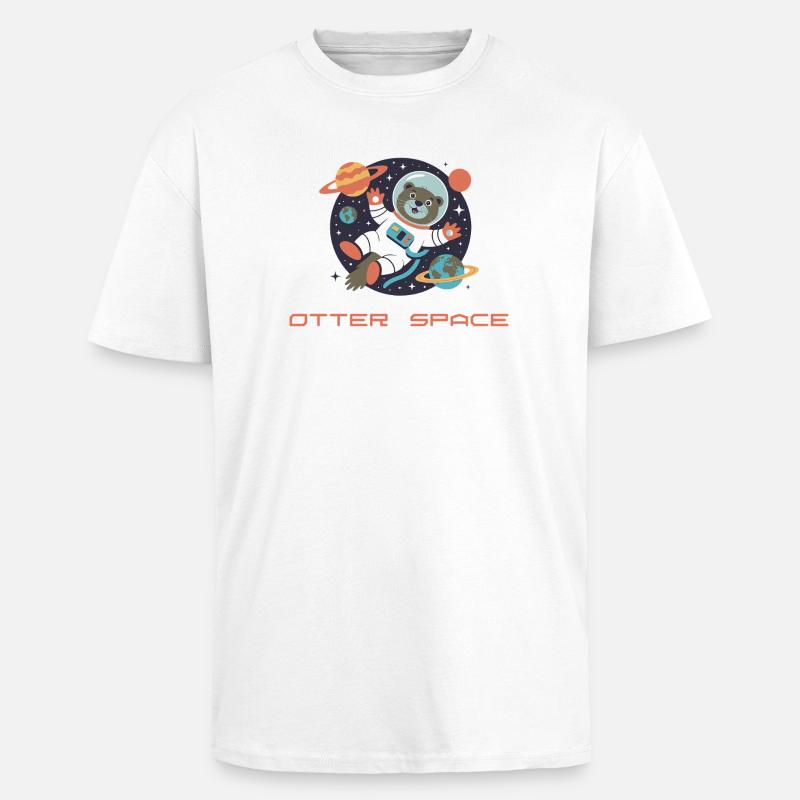 Otter im Weltraum Retro Comic  - Oversized Heavyweight Unisex T-Shirt - Weiß
