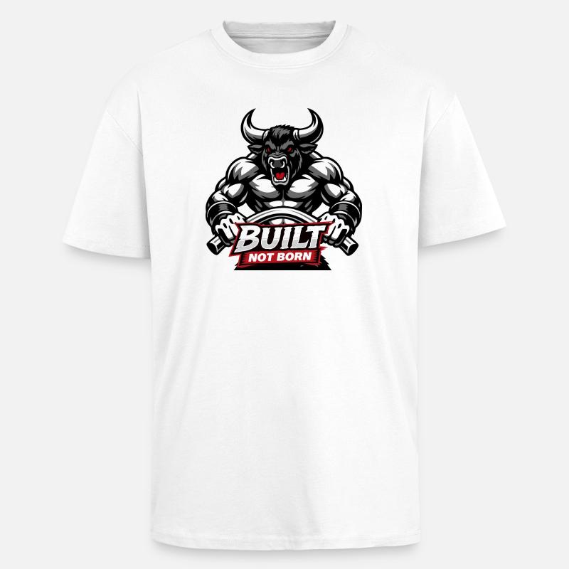 Bodybuilder /  Minotaurus / Built not born         - Oversized Heavyweight Unisex T-Shirt - Weiß