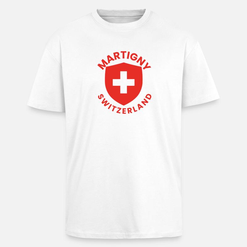 Martigny Schweizer Schild - Oversized Heavyweight Unisex T-Shirt - Weiß
