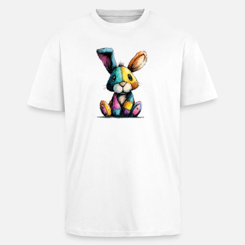 Patchwork Häschenbunt - Oversized Heavyweight Unisex T-Shirt - Weiß