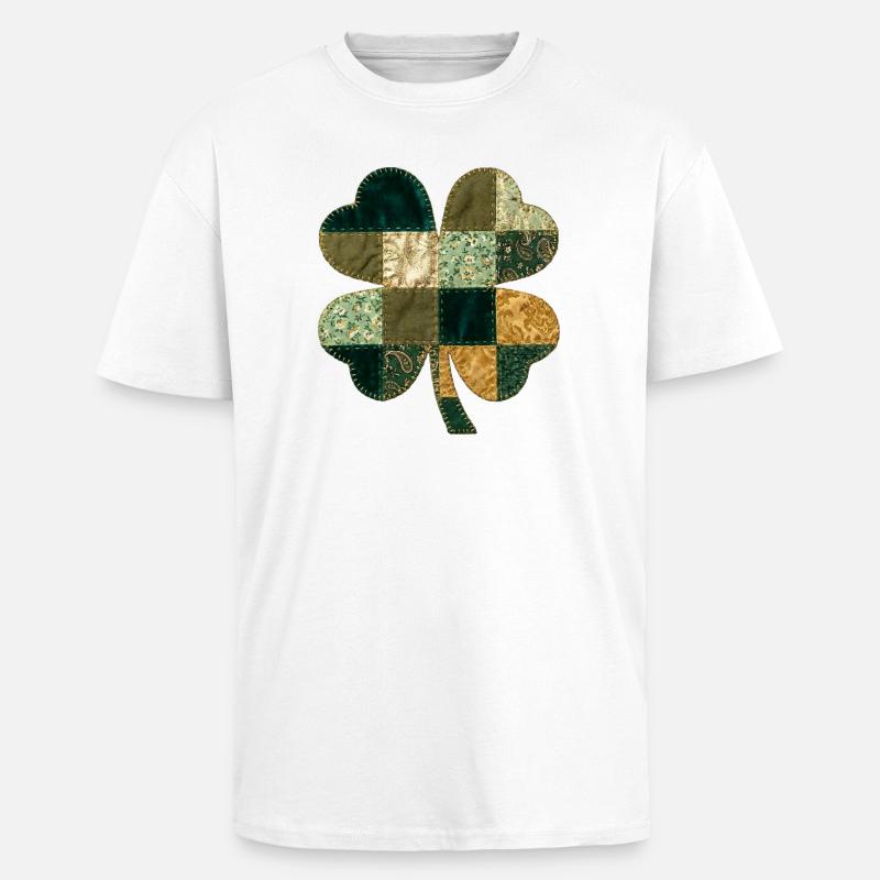 Patchwork Kleeblatt Quilt Stil - Oversized Heavyweight Unisex T-Shirt - Weiß