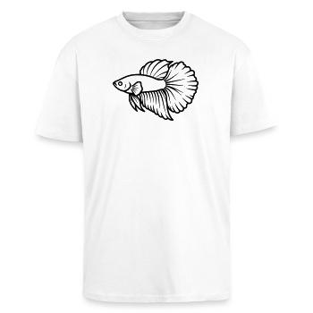 Kampffisch Betta Splendens Aquarium - Oversized Heavyweight Unisex T-Shirt - Weiß - Vorne - Alina (178cm) & Michal (187cm)