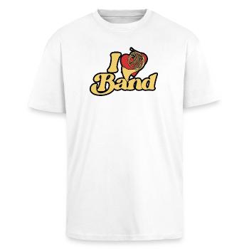 I Heart Band Retro French Horn - Oversized Heavyweight Unisex T-Shirt - Weiß - Vorne - Alina (178cm) & Michal (187cm)