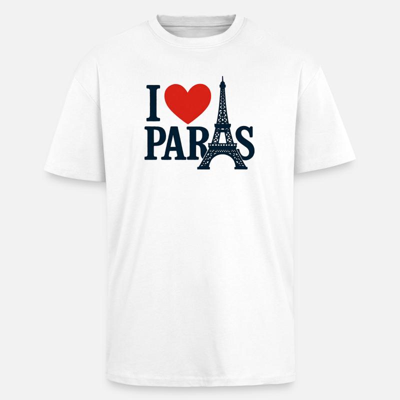 Ich liebe Paris Eiffel Herz - Oversized Heavyweight Unisex T-Shirt - Weiß