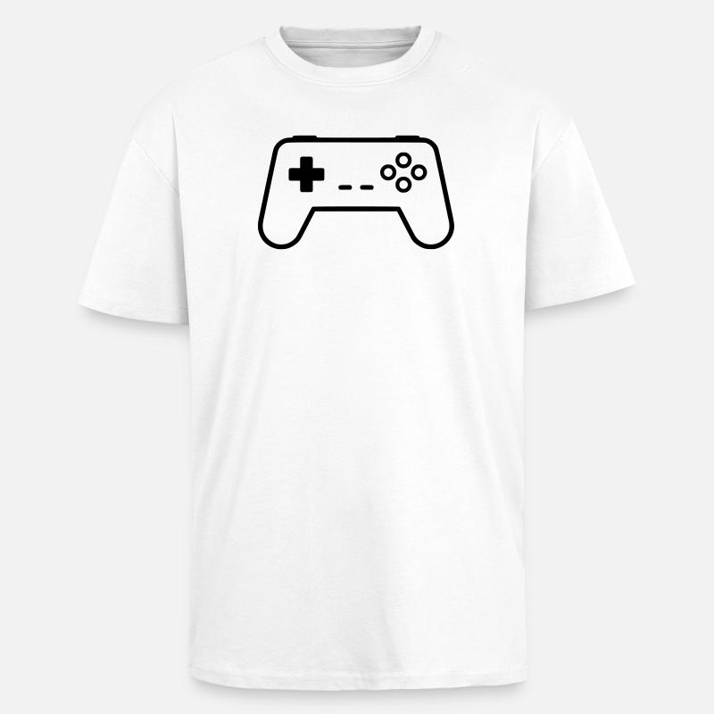 Gamepad Controller Outline Gaming Vector - Unisex Oversized Heavyweight T-shirt - white