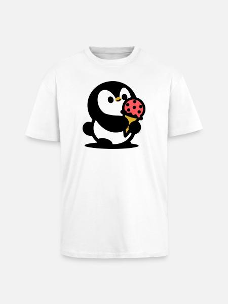 Kleiner Pinguin mit Eis - Unisex Oversized Heavyweight T-shirt - white