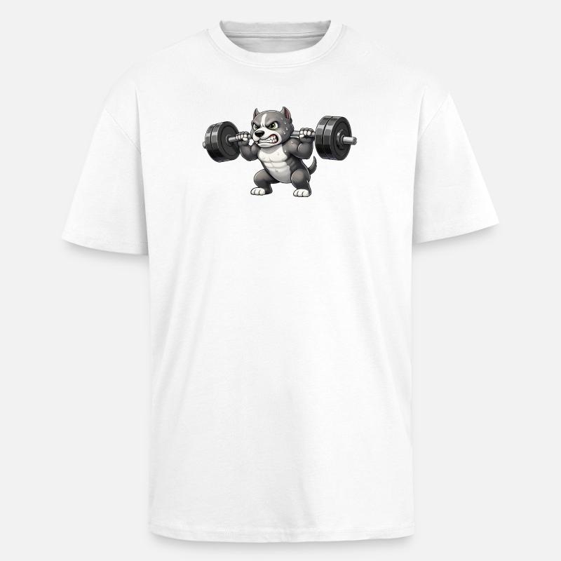 Pitbull Gewichtheber Bodybuilder Powerlifting Gym - Oversized Heavyweight Unisex T-Shirt - Weiß