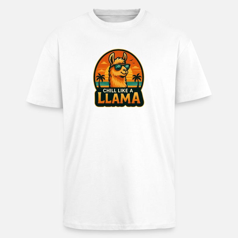 Chill wie ein Lama - Oversized Heavyweight Unisex T-Shirt - Weiß