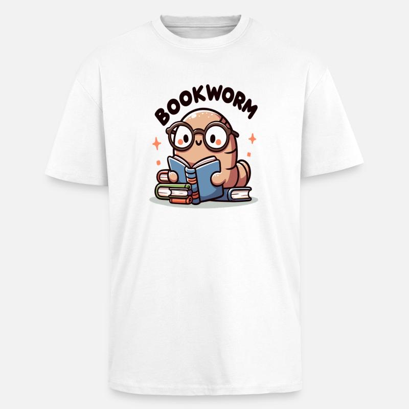 Spectacle bookworm while reading - Unisex Oversized Heavyweight T-shirt - white
