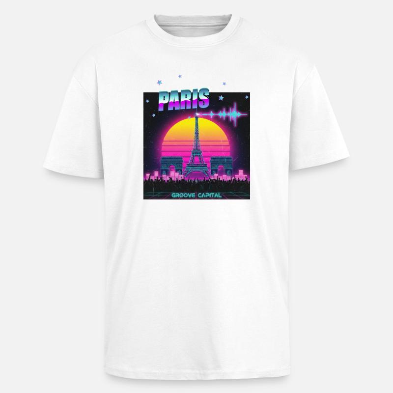 Paris Retro Wave Techno - Oversized Heavyweight Unisex T-Shirt - Weiß