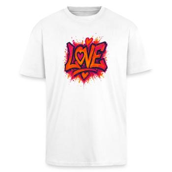 Love - Heart - Valentine's Day - Wedding - Unisex Oversized Heavyweight T-shirt - white - Front - Alina (178cm) & Michal (187cm)