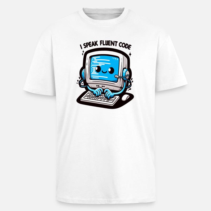 I Speak Fluent Code Retro Computer - Unisex Oversized Heavyweight T-shirt - white