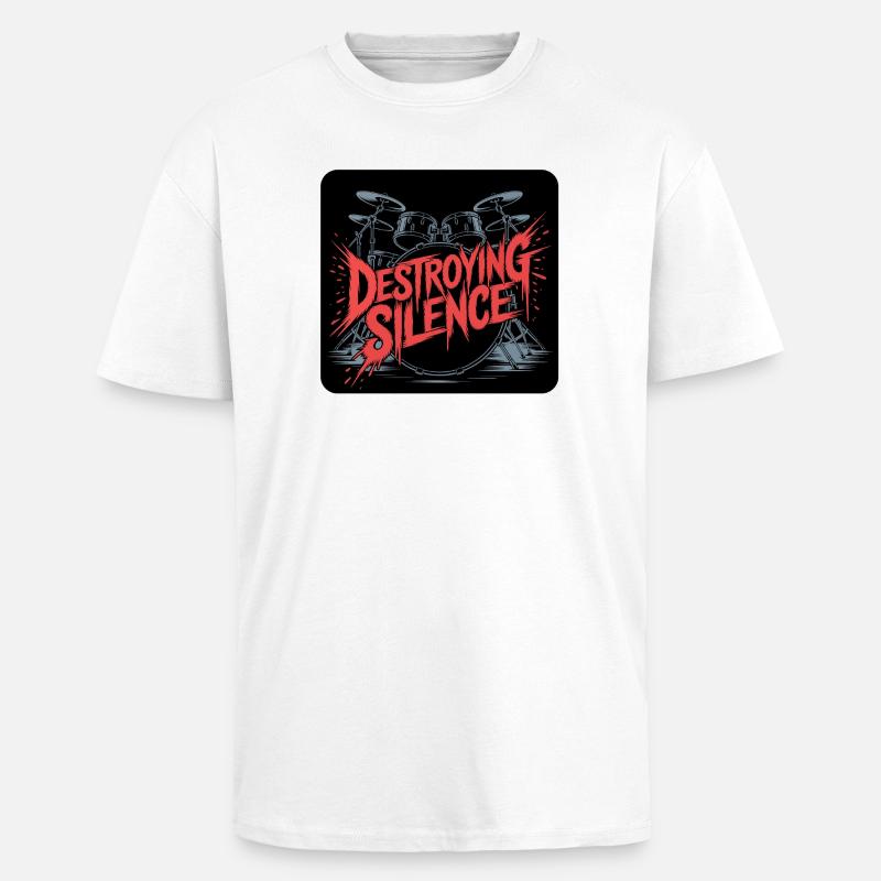 Batterie Conception du set de batterie - T-shirt unisexe oversize épais - blanc