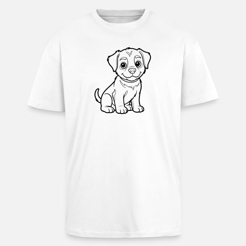 Illustration de plan de petit chiot - T-shirt unisexe oversize épais - blanc