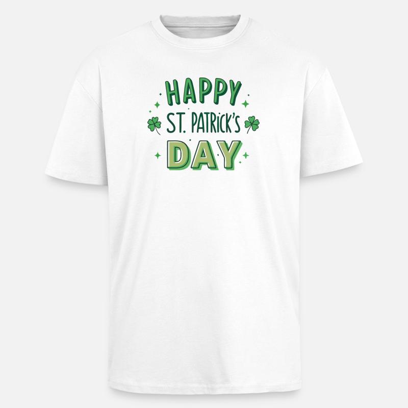 Joyeuse Saint-Patrick Graphisme Vert - T-shirt unisexe oversize épais - blanc