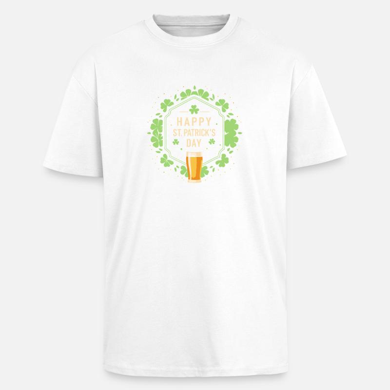 St. Patrick's Day Bier & Kleeblatt - Oversized Heavyweight Unisex T-Shirt - Weiß