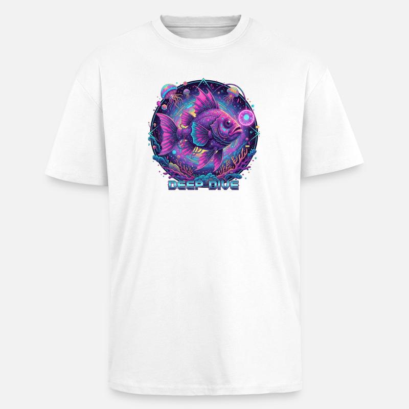 Deep Dive Neonfisch Unterwasser - Oversized Heavyweight Unisex T-Shirt - Weiß