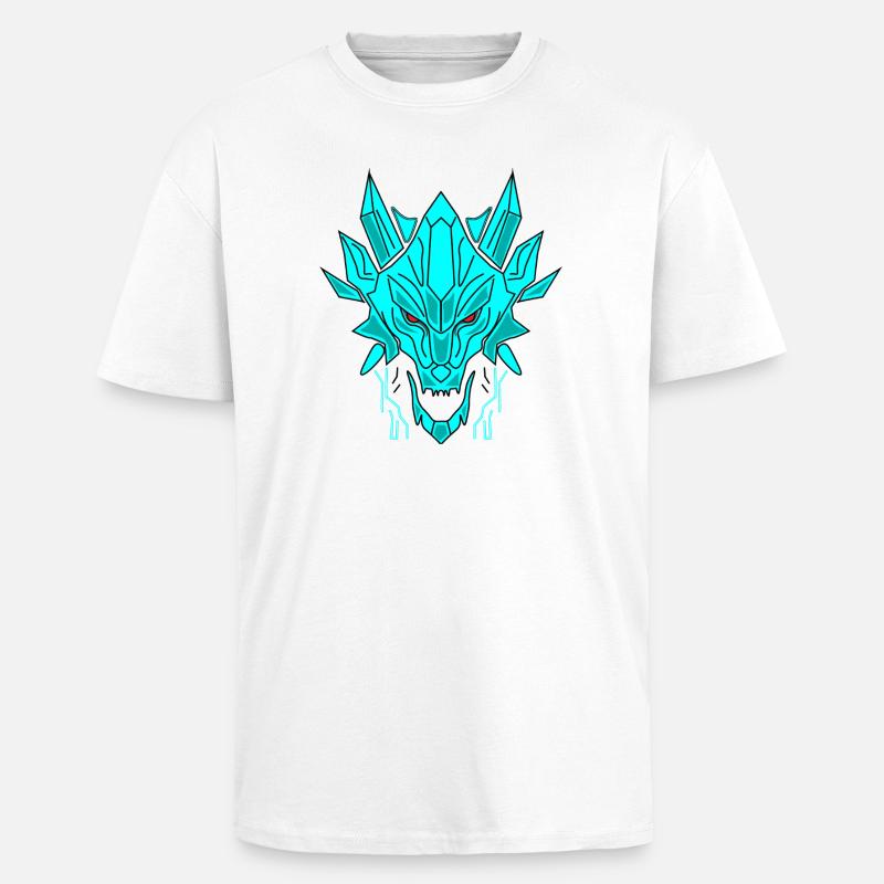 Geometrischer Eisdrache Kopf - Oversized Heavyweight Unisex T-Shirt - Weiß