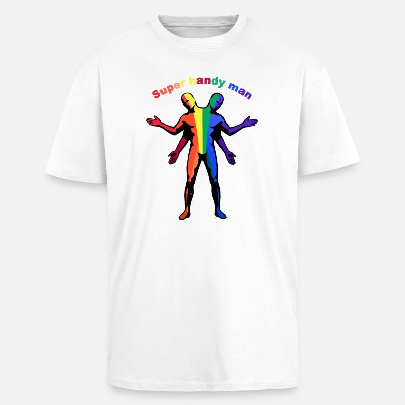 Super Bricoleur Arc-en-ciel - T-shirt unisexe oversize épais - blanc