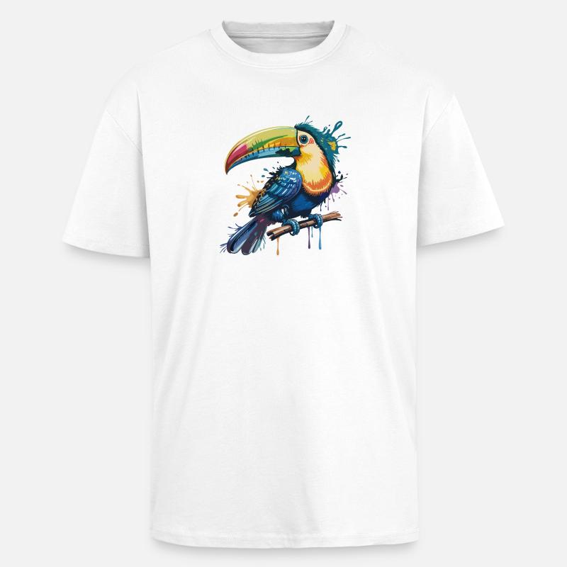 Bunter Tukan Farbexplosion - Oversized Heavyweight Unisex T-Shirt - Weiß