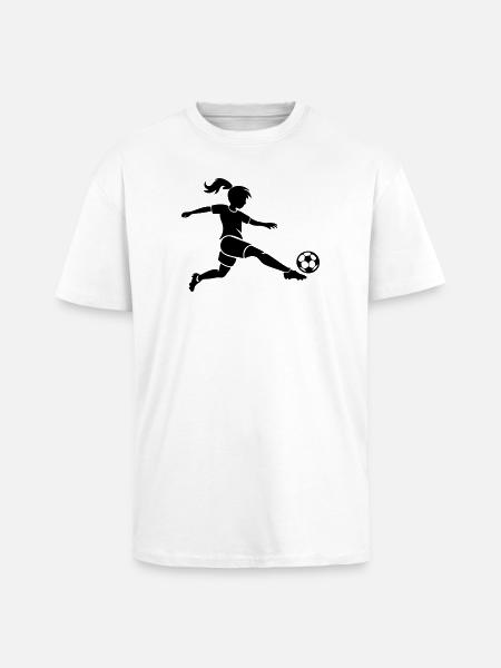 Fussballerin Fussball Silhouette - Oversized Heavyweight Unisex T-Shirt - Weiß