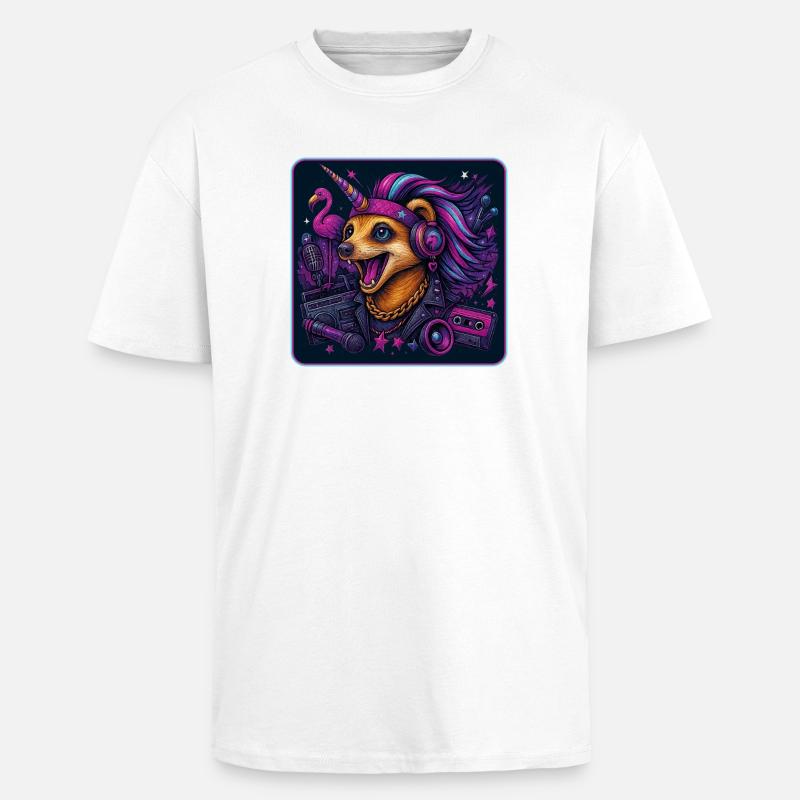 Erdmännchen Einhorn Party - Oversized Heavyweight Unisex T-Shirt - Weiß