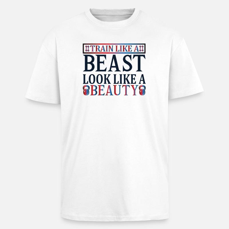 Train beast look beauty - Oversized Heavyweight Unisex T-Shirt - Weiß