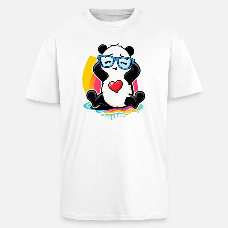 Relaxter Panda mit Sonnenbrille  - Oversized Heavyweight Unisex T-Shirt - Weiß