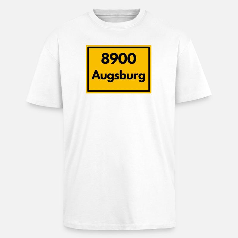 OLD POSTCODE POSTCODE RETRO 8900 AUGSBURG - Unisex Oversized Heavyweight T-shirt - white