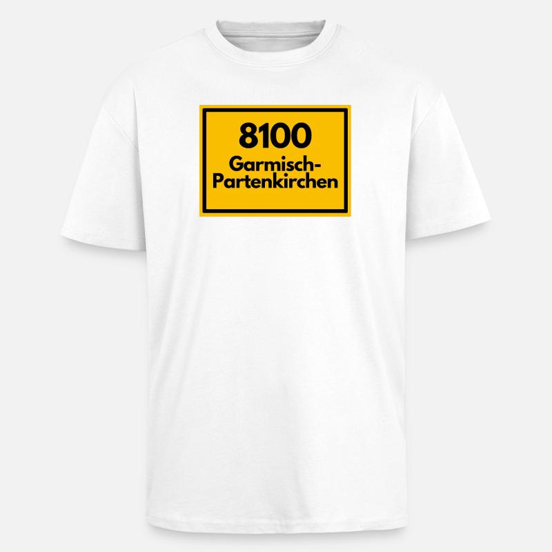 OLD POSTCODE POSTCODE 8100 GARMISCH-PARTENKIRCHEN - Unisex Oversized Heavyweight T-shirt - white